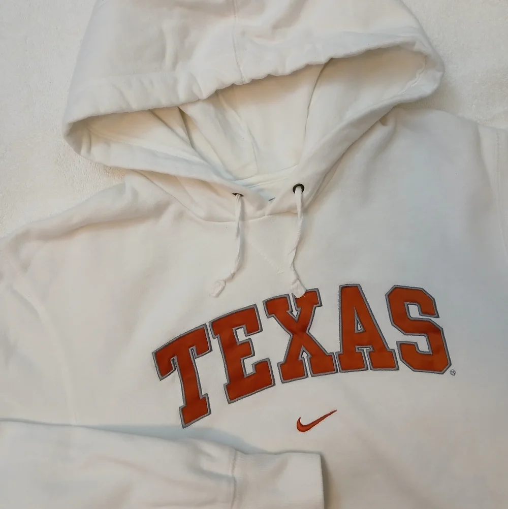 Nike Texas Longhorns Hoodie Mens White Center Swoosh Embroidered Pullover/Small